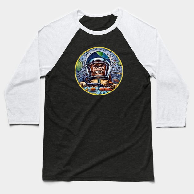 Space Race Monkey Baseball T-Shirt by ChetArt